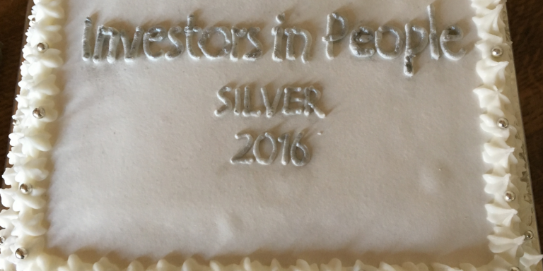 Cake celebrating the 2016 LMH Investors in People Silver award