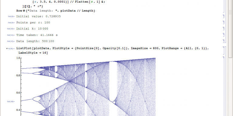 Mathematica logistic bifurcation (public domain)