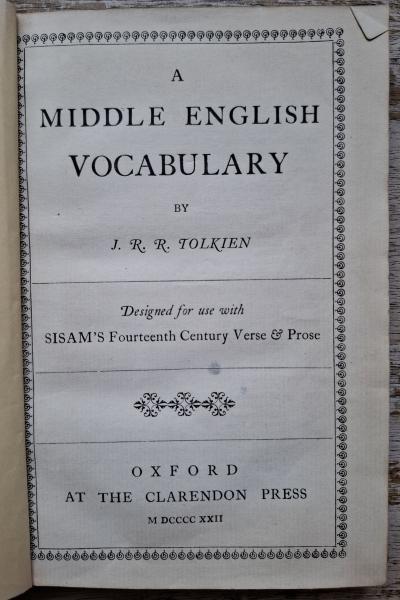 A book page for 'A Middle English Vocabulary'