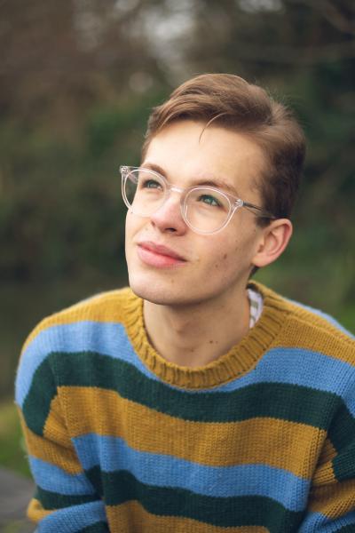 A headshot showing student-composer Christopher Churcher