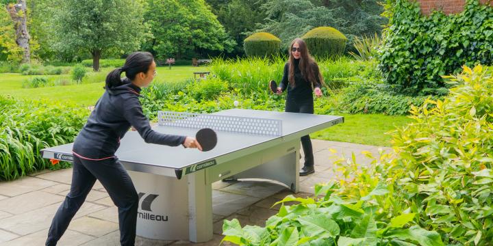 Students playing table tennis at LMH