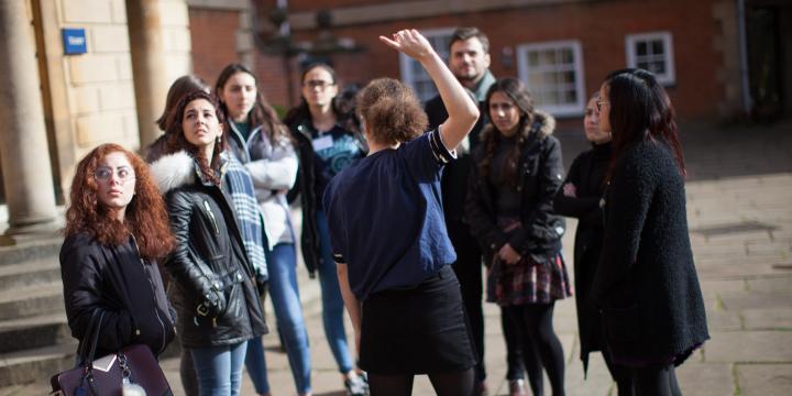 Students being given a tour of LMH grounds