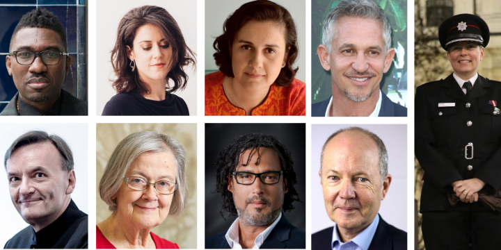 LMH Visitings Fellows 2019-2022 - Kwame Kwei-Armah, Elinor Frey, Keeley Foster, Stephen Hough, Baroness Hale of Richmond, Gary Lineker, David Olusoga, Kamila Shamsie, James Thornton